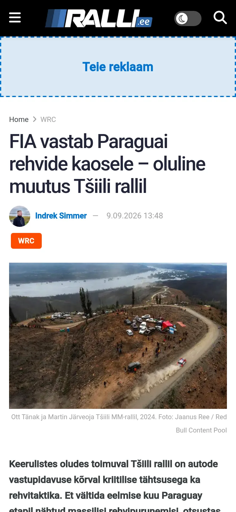 Reklaamikoht 1 „Päis“ – näidis telefonis