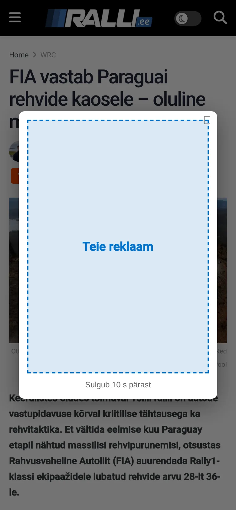 Reklaamikoht 5 „Täisekraan“ – näidis telefonis