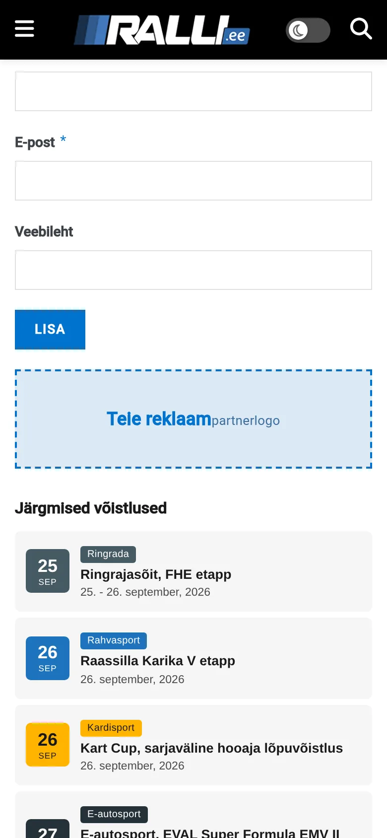 Reklaamikoht 8 „Partnerlogo“ – näidis telefonis