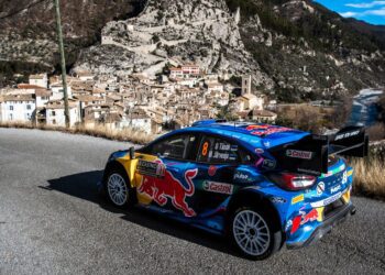 Ott Tänak ja Martin Järveoja Monte-Carlo rally 2023, Foto Jaanus Ree / Red Bull Content Pool