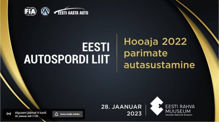 Vaata otseülekannet Eesti autospordi hooaja 2022 parimate autasustamiselt