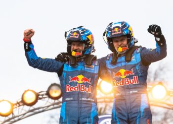 Ott Tänak ja Martin Järveoja Rootsi rallil 2023 Foto: Jaanus Ree / Red Bull Content Pool