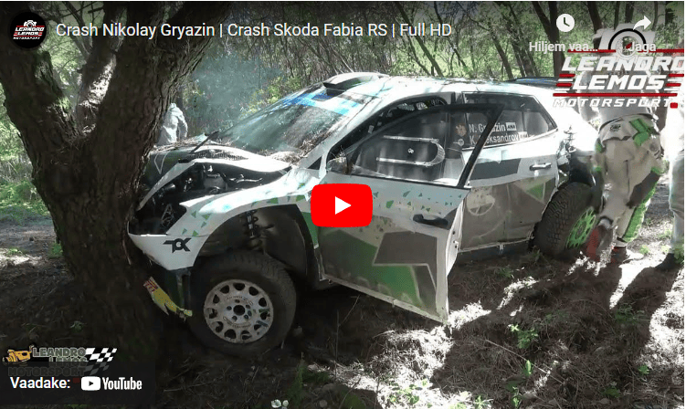 VIDEO: Vaata kuidas Nikolay Gryazin Portugali ralli eelsel testil teelt välja vastu puud sõitis!