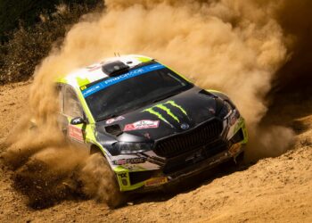 Oliver Solberg ja Elliott Edmondson Portugali ralli 2023 Foto: Jaanus Ree / Red Bull Content Pool