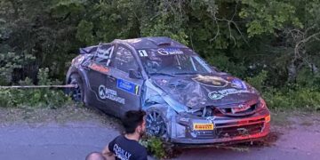 Marcus Grönholmi Subaru peale õnnetust Foto: Dirtfish Media