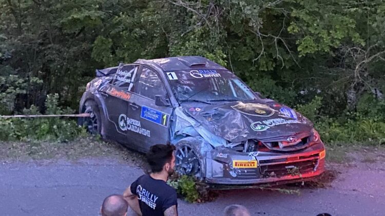 Marcus Grönholmi Subaru peale õnnetust Foto: Dirtfish Media