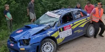 Vaiko Samm ja Kaimar Taal Lõuna-Eesti ralli Foto: Elari Sonne