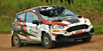 Pranko Kõrgesaare ja Ott Kuurbergi auto peale õnnetust Foto: Igmar Matto - Ralli.ee