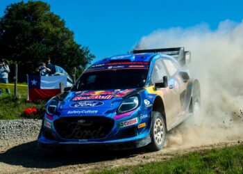Ott Tänak ja Martin Järveoja Tšiili rallil 2023, Foto: Jaanus Ree / Red Bull Content Pool