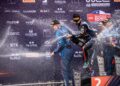 Ott Tänak ja Martin Järveoja Tšiili ralli poodiumil, Foto: M-Sport