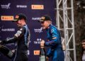 Ott Tänak ja Martin Järveoja Tšiili ralli poodiumil, Foto: M-Sport