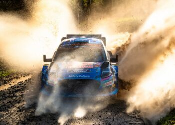 Ott Tänak ja Martin Järveoja Tšiili rallil 2023, Foto: Jaanus Ree / Red Bull Content Pool