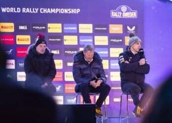 Jari-Matti Latvala, Malcolm Wilson, Cyril Abiteboul Foto: Austral / Hyundai Motorsport GmbH