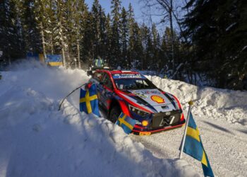 Ott Tänak ja Martin Järveoja 2022 aasta Rootsi rallil, Foto: Hyundai Motorsport