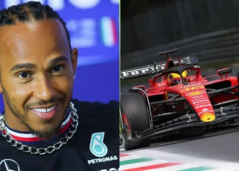 Foto: Mercedes' Foto: Mercedes' Lewis Hamilton ja Ferrari's Charles Leclerc