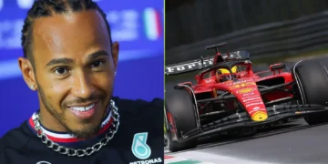 Foto: Mercedes' Foto: Mercedes' Lewis Hamilton ja Ferrari's Charles Leclerc