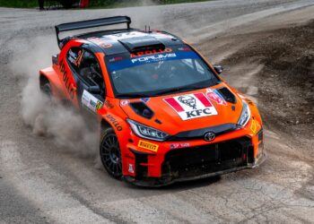 Georg Linnamäe ja James Morgan Hotvaatia rallil Toyota Rally2 autoga, Foto: Jaanus Ree / Red Bull Content Pool