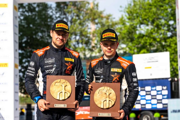 Romet Jürgenson ja Siim Oja Horvaatia 2024 JWRC võitu tähistamas, Foto: Jaanus Ree / Red Bull Content Pool