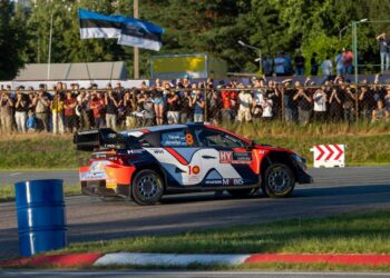 Ott Tanak, Martin Jarveoja, Hyundai i20 N Rally1 Hybrid Läti rallil 2024, Foto: Dufour Fabien Hyundai Motorsport GmbH