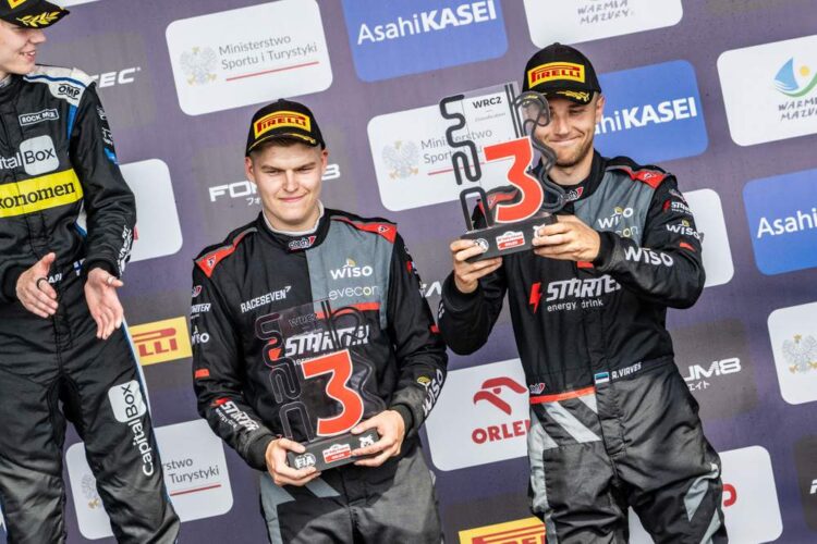 Robert Virves ja Aleks Lesk Poola ralli 2024 võitu tähistamas, Foto: Honza Fronek / Rally-Mania