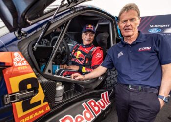 Carlos Sainz ja Malcolm Wilson Ford Raptor T1+ esitlusel, Foto: Kin Marcin / Red Bull Content Pool
