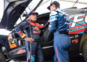 Carlos Sainz ja Adrien Fourmaux Ford Raptor T1+, Foto Kin Marcin / Red Bull Content Pool