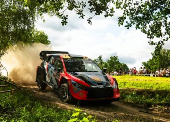 Ott Tänak ja Martin Järveoja Läti rallil 2024, Foto: Jaanus Ree / Red Bull Content Pool