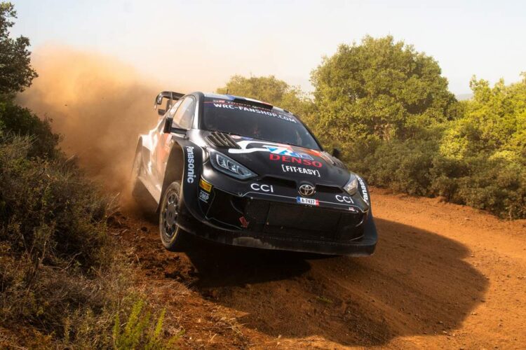 Sebastien Ogier (FRA) Vincent Landais (FRA) Of team TOYOTA GAZOO RACING WRT are seen on performing during the World Rally Championship Greece in Lamia, Greece on 5,September 2024 // Jaanus Ree / Red Bull Content Pool // SI202409050271 // Usage for editorial use only //