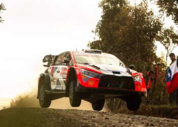 Ott Tänak ja Martin Järveoja Tšiili rallil 2024, Foto: Jaanus Ree / Red Bull Content Pool