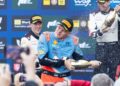 Ott Tänak ja Martin Järveoja Kesk-Euroopa MM-ralli võitu tähistamas, Foto: Austral / Hyundai Motorsport GmbH