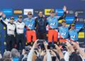 Ott Tänak ja Martin Järveoja Kesk-Euroopa MM-ralli võitu tähistamas, Foto: Austral / Hyundai Motorsport GmbH