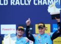 Ott Tänak ja Martin Järveoja Kesk-Euroopa MM-ralli võitu tähistamas, Foto: Austral / Hyundai Motorsport GmbH