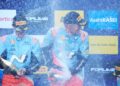 Ott Tänak ja Martin Järveoja Kesk-Euroopa MM-ralli võitu tähistamas, Foto: Austral / Hyundai Motorsport GmbH