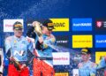 Ott Tänak ja Martin Järveoja Kesk-Euroopa MM-ralli võitu tähistamas, Foto: Jaanus Ree / Red Bull Content Pool