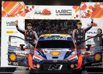 Ott Tänak ja Martin Järveoja 2022 aasta Jaapani rallil, Foto: Dufour Fabien / Hyundai Motorsport GmbH