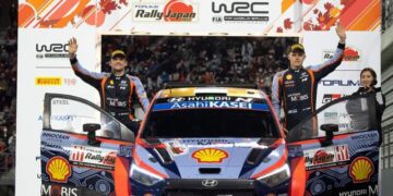 Ott Tänak ja Martin Järveoja 2022 aasta Jaapani rallil, Foto: Dufour Fabien / Hyundai Motorsport GmbH