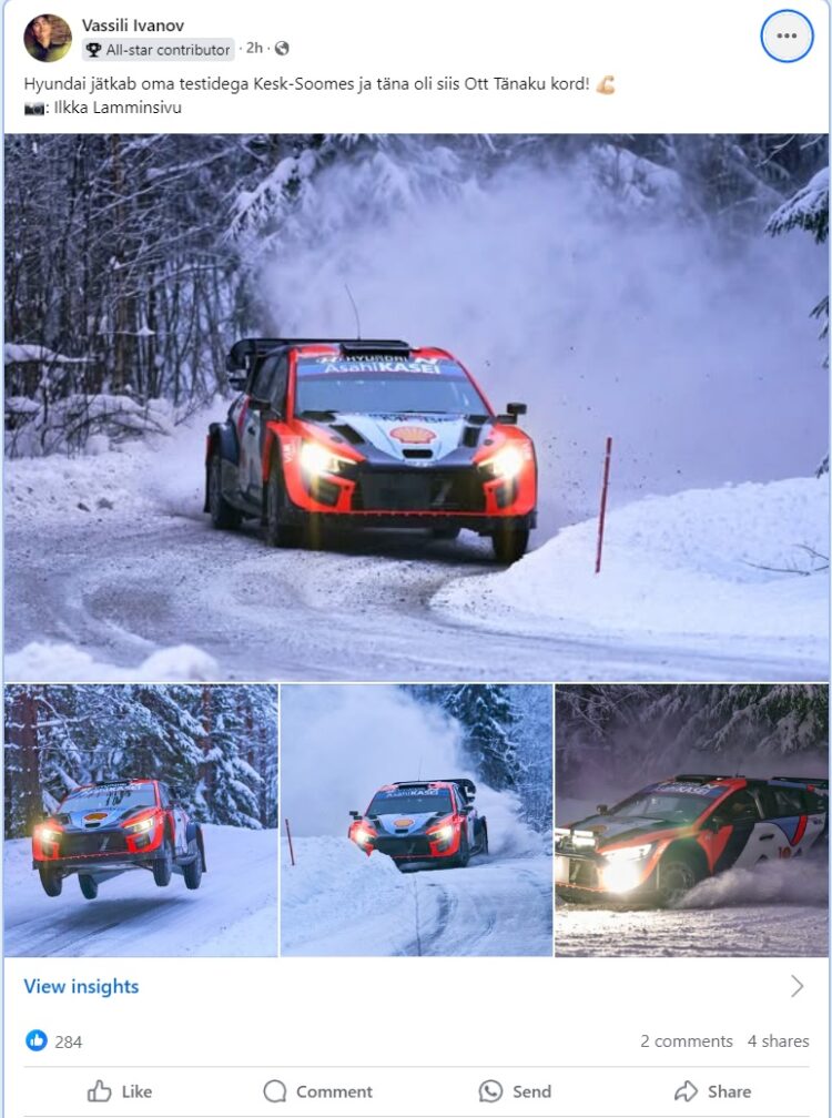 Vaata kuidas Tänak Soome lumistel teedel Hyundaid lennutas – VIDEO