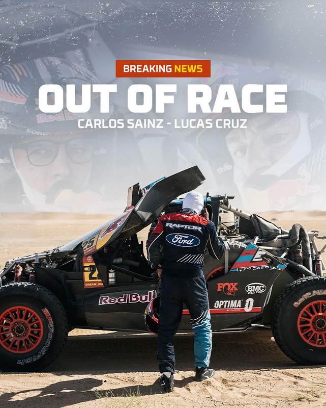 Mitmekordne Dakari võitja ja autoralli maailmameister Carlos Sainz oli sunnitud võistluse katkestama