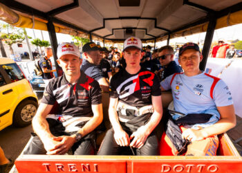 Sebastien Ogier, Elfyn Evans ja Ott Tänak Sardiini rallil 2024, Foto: Jaanus Ree / Red Bull Content Pool