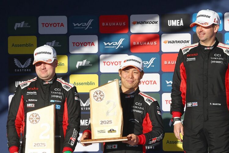 Takamoto Katsuta Rootsi ralli poodiumil, Foto: Toyota Gazoo Racing