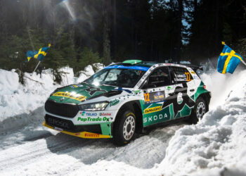 Emil Lindholm ja Reeta Hämäläinen Rootsi rallil 2023, Foto: Jaanus Ree / Red Bull Content Pool