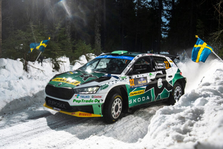 Emil Lindholm ja Reeta Hämäläinen Rootsi rallil 2023, Foto: Jaanus Ree / Red Bull Content Pool