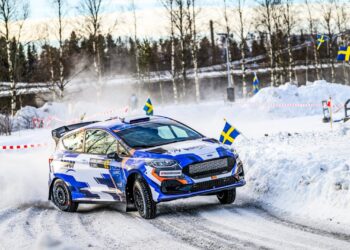 Joosep Ralf Nõgene ja Aleks Lesk Rootsi rallil. Foto: M-Sport