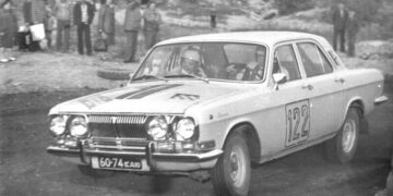 Hillar Salumäe / Enn Sarap Automi Suurrallil 1980. aastal Aluvere karjääris. Foto: rally.ee arhiiv