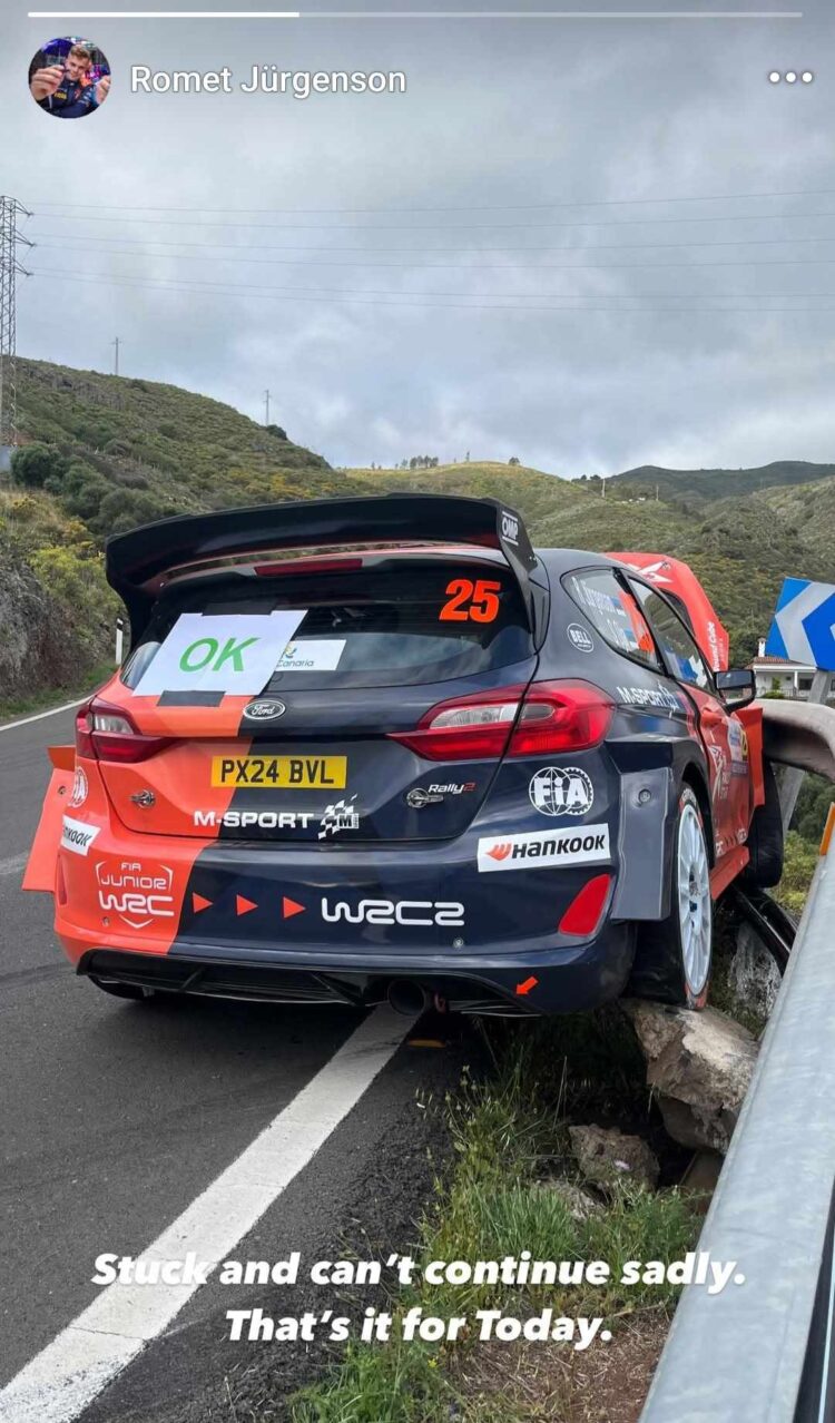 Kahju! Romet Jürgenson katkestas Kanaari saarte MM-ralli juba avakatsel