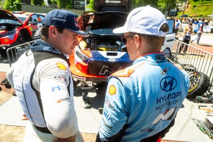 Adrien Fourmaux ja Ott Tänak Portugali MM-rallil 2025, Foto: Jaanus Ree / Red Bull Content Pool
