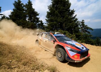 Ott Tänak ja Martin Järveoja Kreeka MM-ralli 2025, Foto:: Romain Thuillier Hyundai Motorsport GmbH