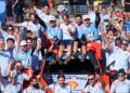 Ott Tänak koos meeskonnaga Kreeka ralli võitu tähistamas: Romain Thuillier / Hyundai Motorsport GmbH