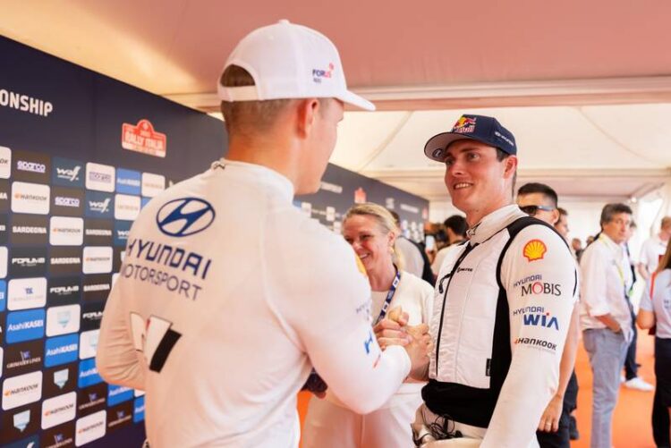 Ott Tänak ja Adrien Fourmaux Portugali rallil 2025, Foto: Dufour Fabien / Hyundai Motorsport GmbH
