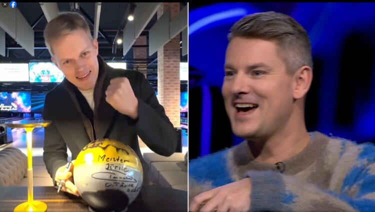 Lõbus video: Ott Tänak ja bowlinguäss Kert Truus üllatasid Õhtu saatejuhti Jüri Butšakovi kingitusega